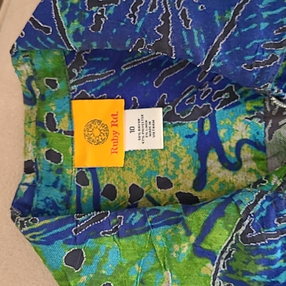 Women's jacket size 10, zip front, multi coloured with emerald green, cobalt - Picture 3 of 8
